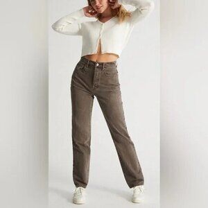 "NWT" PACSUN High-Rise Button Fly Dad Jeans Hickory Brown- Women's‎ Size 23